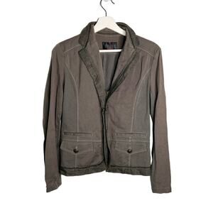 TRUNK Hiroko Koshino 100% Cotton Long Sleeve Blazer Jacket Green Women's Size M